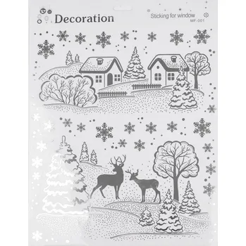Vánoční dekorace Vánoční okenní fólie samolepicí, barva 1 stříbrná les