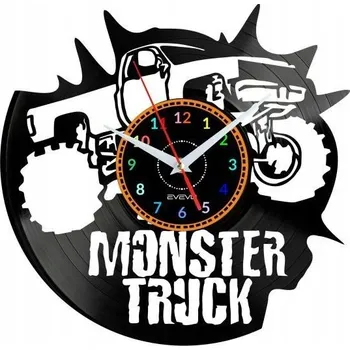 Hodiny MONSTER TRUCK NÁSTĚNNÉ HODINY DEKORATIVNÍ MODERNÍ VINYLOVÁ DESKA NA ZEĎ