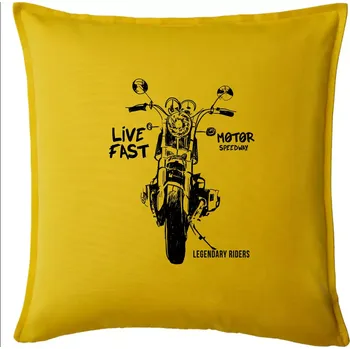 Polštář Motorka kresba live fast - Polštář 50x50 - 50x50 - Pouze potah ( Žlutá )