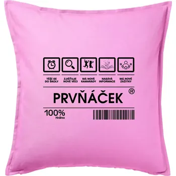 Polštář Čárový kód - prvňáček - Polštář 50x50 - 50x50 - Pouze potah ( Růžová )