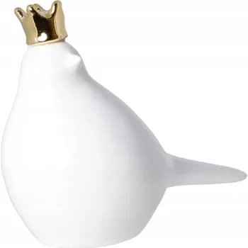Figurka BÍLÝ PTÁČEK S KORUNOU FIGURKA 16 CM