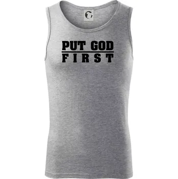 Put God first tlustý nápis - Tílko pánské Core - S ( Tmavě šedý melír )