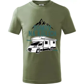 Domov na kolech - Tričko dětské bavlněné - 104-110cm / 3-4 roky ( Khaki )