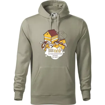Pánská mikina Včela - 1000 květů - Mikina pánská Cape s kapucí - 5XL ( Light khaki )