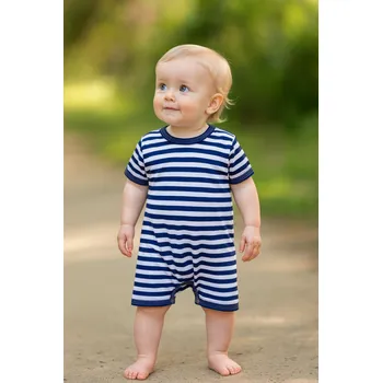 Kojenecký overall FARMERS® Dětský letní overal BAMBUS, námořník Barva: Tmavě modrá - bílá, Velikost: 56