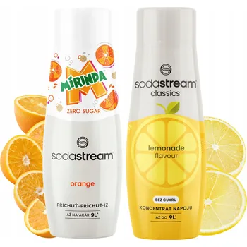 Výrobník sody SODASTREAM Mirinda Zero + Limonáda bez cukru – sada sirupů pro výrobník sody