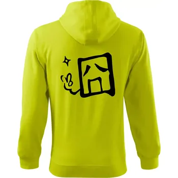 Pánská mikina Čínský symbol - smutný - Mikina s kapucí na zip trendy zipper - L ( Limetková )