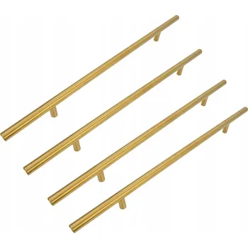 Nábytkové kování 4 x Nábytková úchytka Reling 256 mm zlatá Kovová úchytka na skříňky