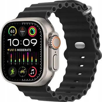 Řemínek na hodinky SILIKONOVÝ ŘEMÍNEK PRO APPLE WATCH Ultra 2 / Ultra / SE / Series 9–1 ČERNÝ