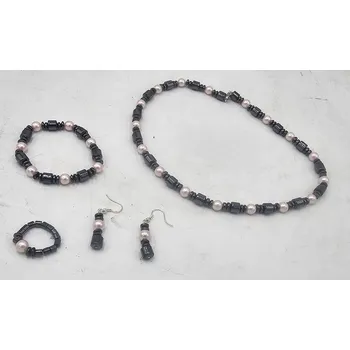 Náramek Unikátní černý magnetický náhrdelník, náramek a náušnice – korálky