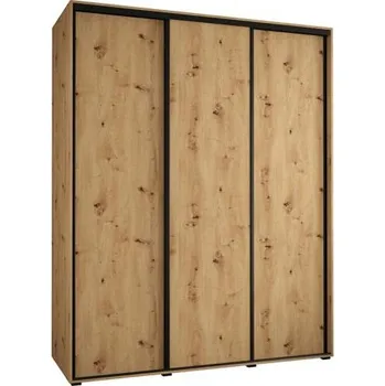 Šatní skříň Šatní skříň s posuvnými dveřmi DAVOS 190cm | DUB Artisan / černé pojezdy