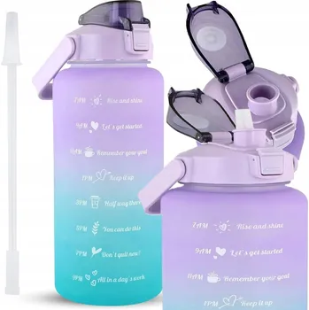 Láhev MOTIVAČNÍ LÁHEV LAHEV NA PITÍ NA VODU S BRČKEM A RUKOJETÍ A ODMĚRKOU 2000 ml 2 litry