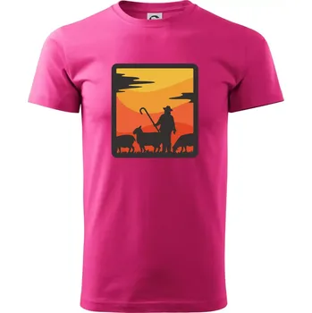 Pastevec ovcí - čtverec - Klasické pánské triko vyšší gramáže - S ( Purpurová )