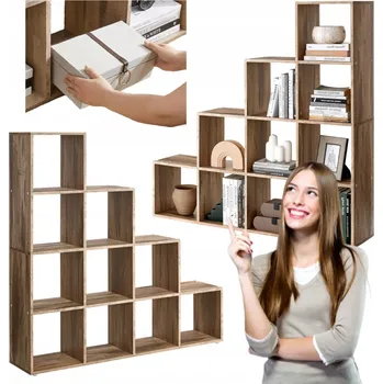 Knihovna Regál Vasagle 129,5 cm x 129,5 cm x 29 cm, odstíny hnědé