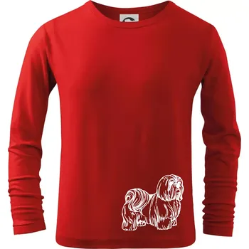 Chlapecké tričko Shih-tzu - chlupatý - Triko dětské Long Sleeve - 134 cm/8 let ( Červená )