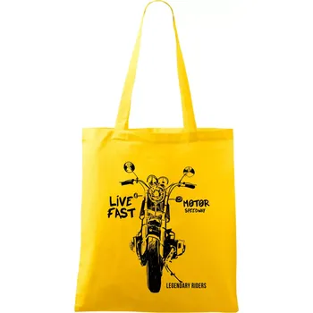 Motorka kresba live fast - Taška bavlněná - 42 x 38 cm ( Žlutá )