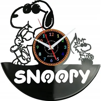 Hodiny SNOOPY NÁSTĚNNÉ HODINY DEKORATIVNÍ MODERNÍ VINYLOVÁ DESKA