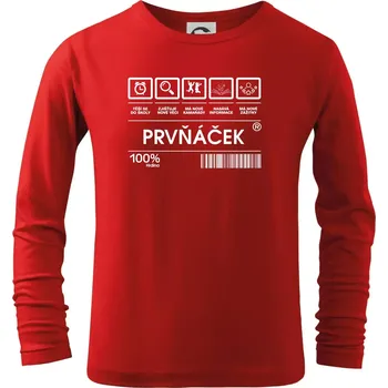 Chlapecké tričko Čárový kód - prvňáček - Triko dětské Long Sleeve - 158 cm/12 let ( Červená )