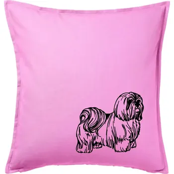 Polštář Shih-tzu - chlupatý - Polštář 50x50 - 50x50 - Pouze potah ( Růžová )