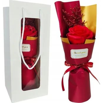 umělá květina VOŇAVÁ KYTICE MYDLOVÝCH KVĚTŮ RŮŽE V TUBĚ SVÍTÍCÍ LED