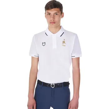 Pánské tričko EQUESTRO Tričko Polo X Fise Equestro, s krátkým rukávem, s knoflíky, pánské, bílé M