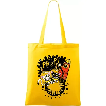 Pá a Pi z kočičí planety (Pecka Design) - Taška bavlněná - 42 x 38 cm ( Žlutá )