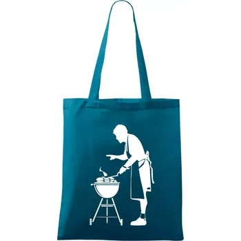 Grilování - Kuchař - Taška bavlněná - 42 x 38 cm ( Petrolejová )