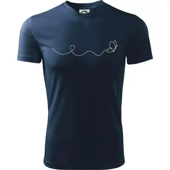 Dráha letu motýla - vlnovka - Dětské triko sportovní (dresovina) - 146 cm/10 let ( Námořní modrá (velmi tmavá - téměř černá) )