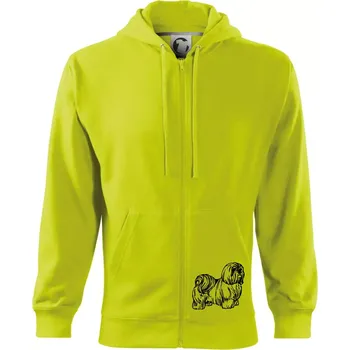 Pánská mikina Shih-tzu - chlupatý - Mikina s kapucí na zip trendy zipper - 3XL ( Limetková )