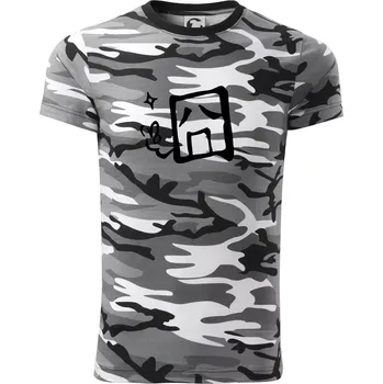 Pánské oblečení Čínský symbol - smutný - Army CAMOUFLAGE - XS ( Šedý maskáč )