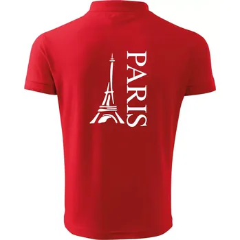 Pánská košile Paris nápis Eiffelovka na výšku - Polokošile pánská Pique Polo 203 - 2XL ( Červená )