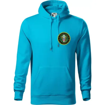 Pánská mikina United States Army barevné - Mikina pánská Cape s kapucí - 4XL ( Světlý tyrkys )