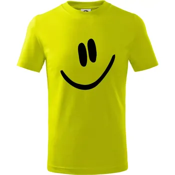 Emoji bez obrysu - usměv - Tričko dětské bavlněné - 98 cm / 2 roky ( Limetková )