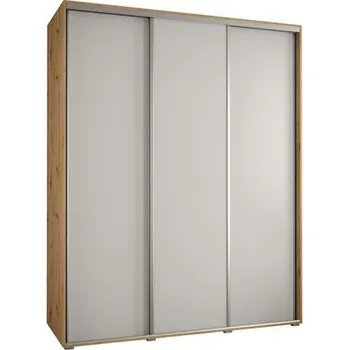 Šatní skříň Šatní skříň s posuvnými dveřmi DAVOS 190cm | DUB Artisan / bílá / stříbrné