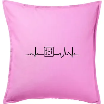 Polštář Ekg zvukař - mixpult - Polštář 50x50 - 50x50 - Pouze potah ( Růžová )