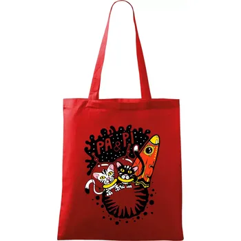 Pá a Pi z kočičí planety (Pecka Design) - Taška bavlněná - 42 x 38 cm ( Červená )