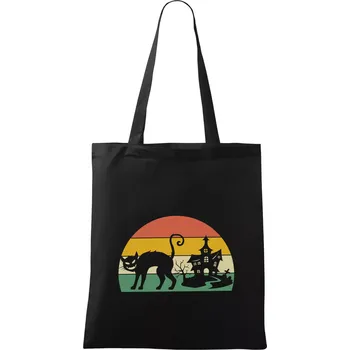 Nákupní taška Halloween kočka - Taška bavlněná - 42 x 38 cm ( Černá )