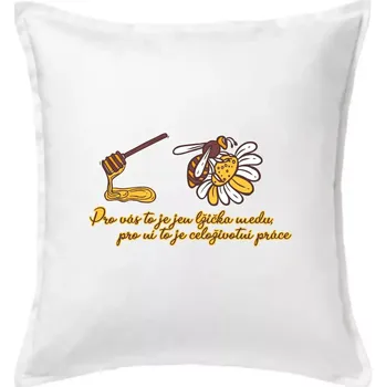 Polštář Včela - lžička medu - Polštář 50x50 - 50x50 - Pouze potah ( Bílá )