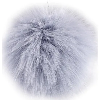 Kožešinová bambule s poutkem Ø11 cm, barva 9 modrá ledová