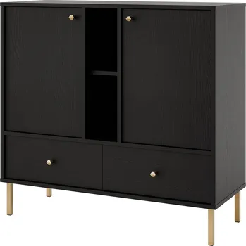 Komoda TOKYO 2 c | komoda 825 | 100,2 cm | černá grafit/zlatá