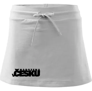 Dámská sukně Nápis - Narozena v Česku - Sportovní sukně - two in one - XS ( Bílá )