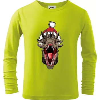 Dětská móda Vánoční drak (Pecka design) - Triko dětské Long Sleeve - 158 cm/12 let ( Limetková )