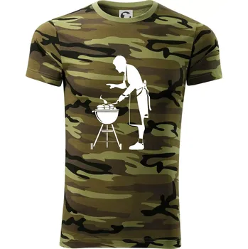 Pánské tričko Grilování - Kuchař - Army CAMOUFLAGE - M ( Zelený maskáč )