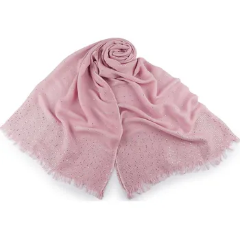 Šátek / šála s flitry 80x185 cm Varianta: 7 pudrová, Balení: 1 ks