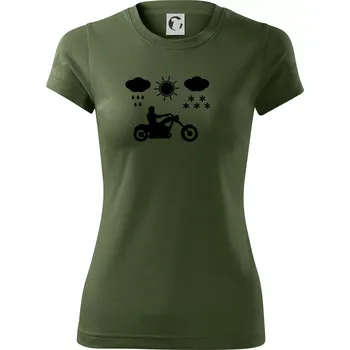 Dámské tričko Motorkář za každého počasí - chopper - Dámské Fantasy sportovní (dresovina) - XL ( Khaki )