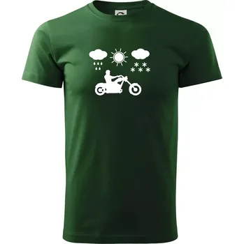 Pánské tričko Motorkář za každého počasí - chopper - Triko extra velké (5-8XL) - 7XL ( Lahvově zelená )