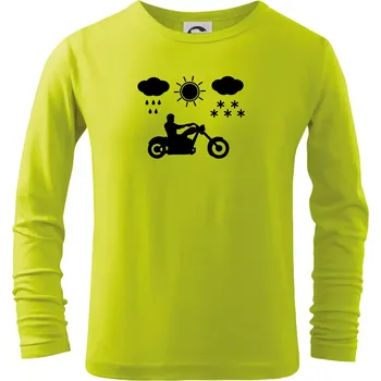 Chlapecké tričko Motorkář za každého počasí - chopper - Triko dětské Long Sleeve - 158 cm/12 let ( Limetková )