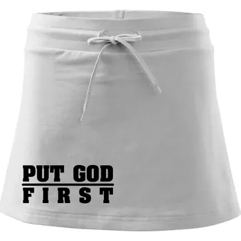 Dámská sukně Put God first tlustý nápis - Sportovní sukně - two in one - XS ( Bílá )