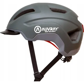 Cyklistická přilba CYKLISTICKÁ PŘILBA AUVRAY CITY PC SKOŘEPINA, NASTAVITELNÁ, LED SVĚTLO, ŠEDÁ, VELIKOST L