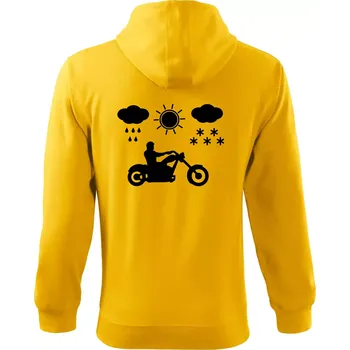 Pánská mikina Motorkář za každého počasí - chopper - Mikina s kapucí na zip trendy zipper - XL ( Žlutá )